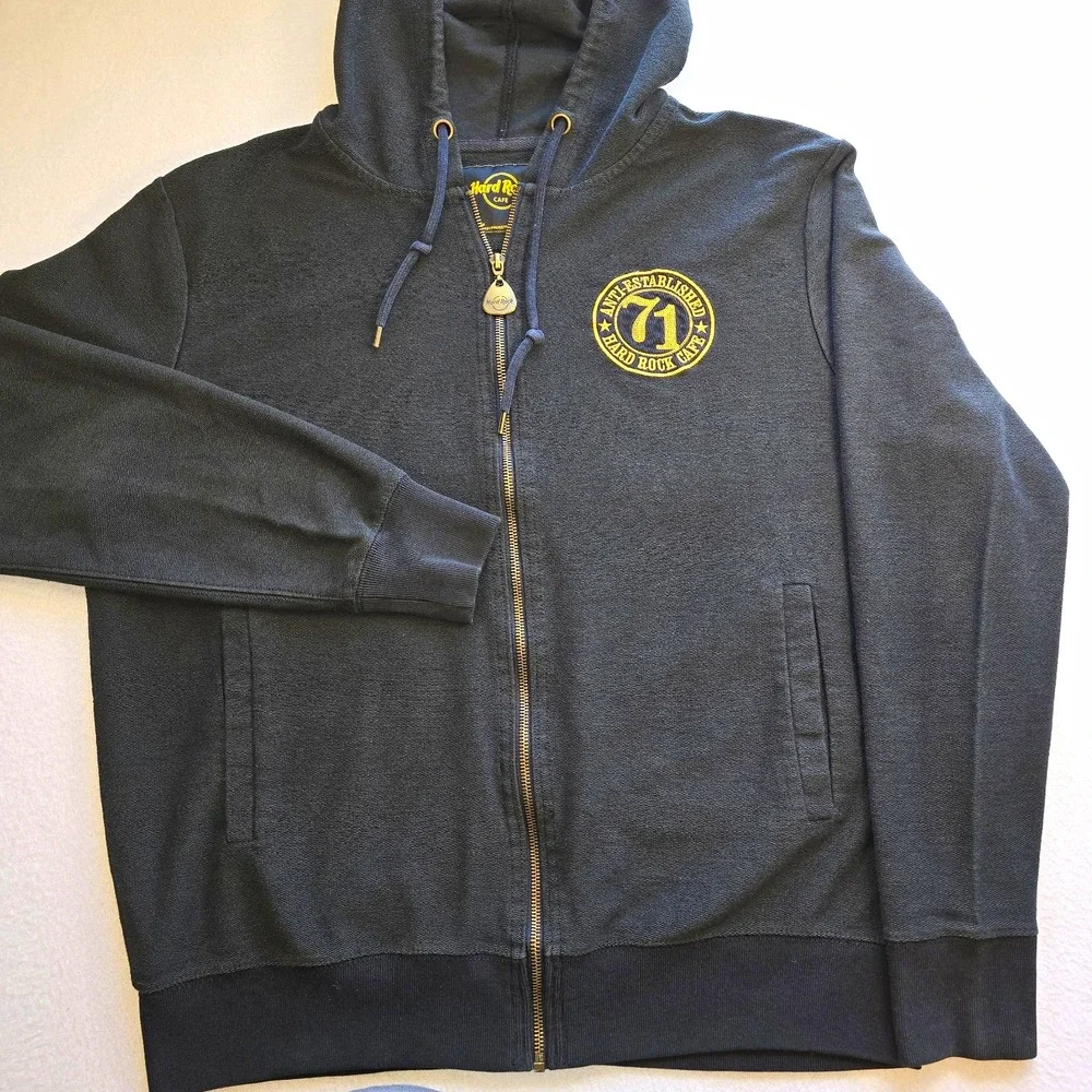 Hard Rock Cafe NY Hoodie Skull Winged Distressed Zip Sweatshirt Y2K Grunge XL...